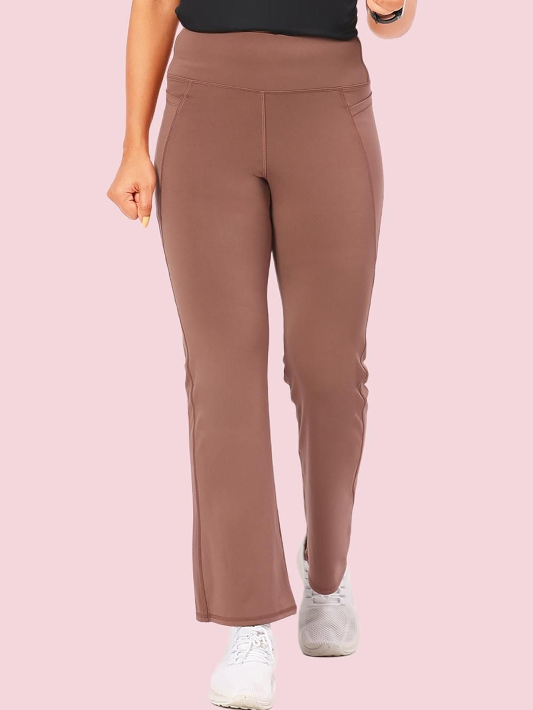 

Enamor Women Mid Rise Bootcut-Fit Track Pants, Brown