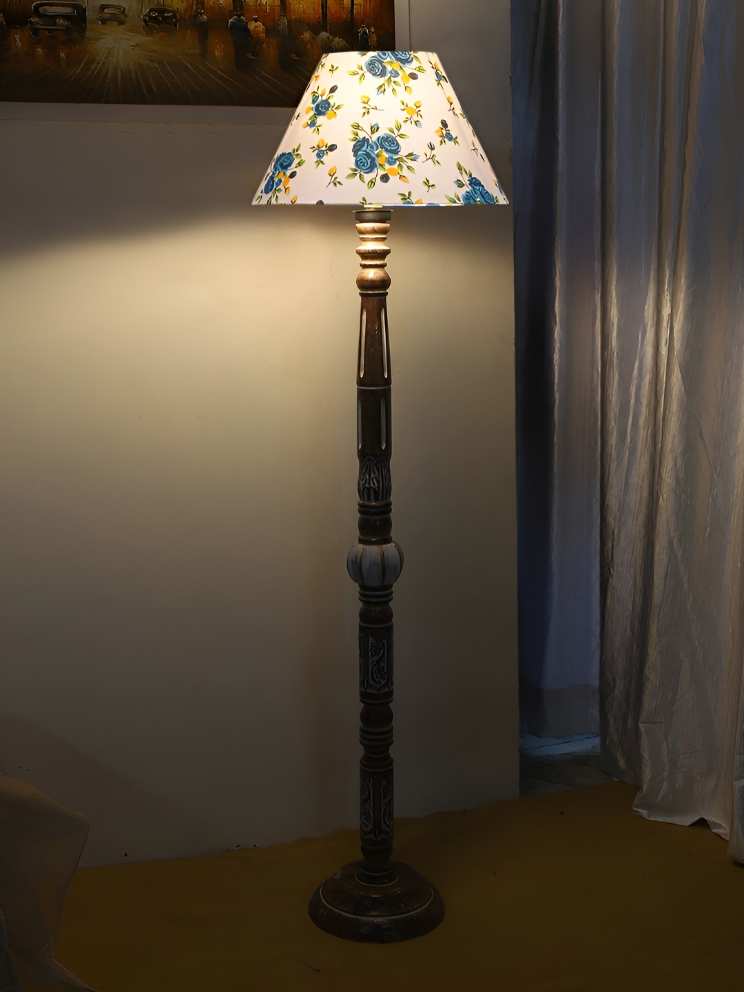 

Devansh White & Brown Conical Wooden Floor Lamp