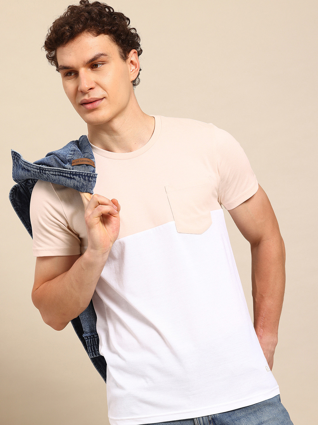 

United Colors of Benetton Colourblocked T-shirt, Peach