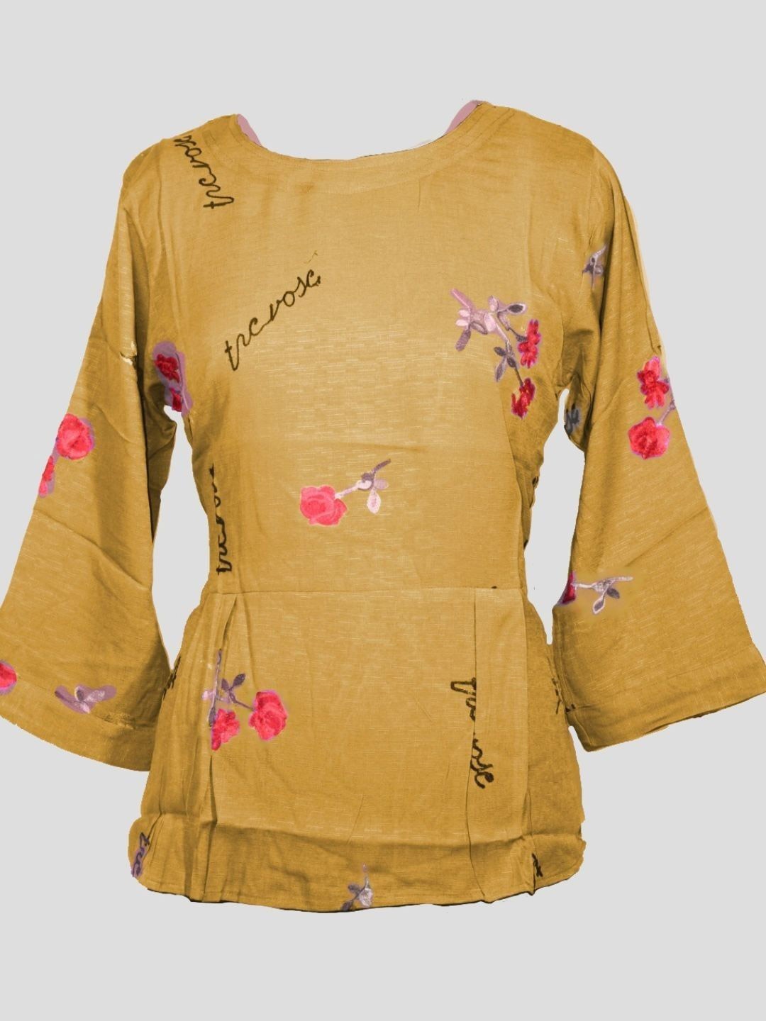 

Errabelly Print Flared Sleeve Cotton Top, Green