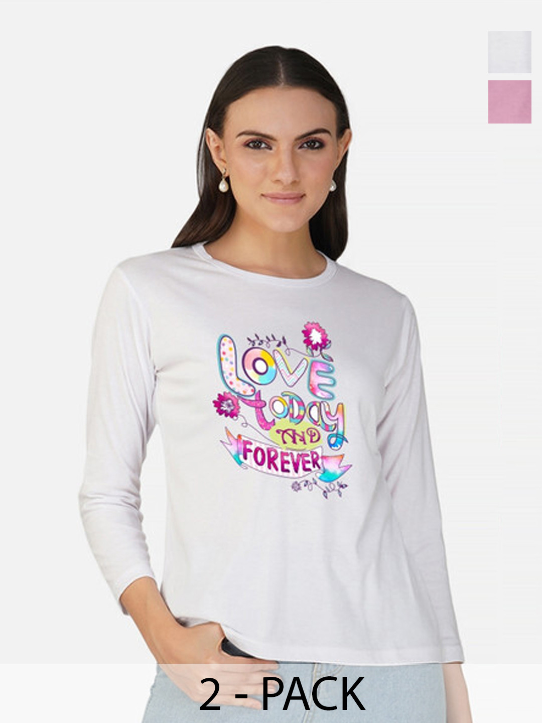 

Metronaut Women 2 Printed Bio Finish Applique T-shirt, White