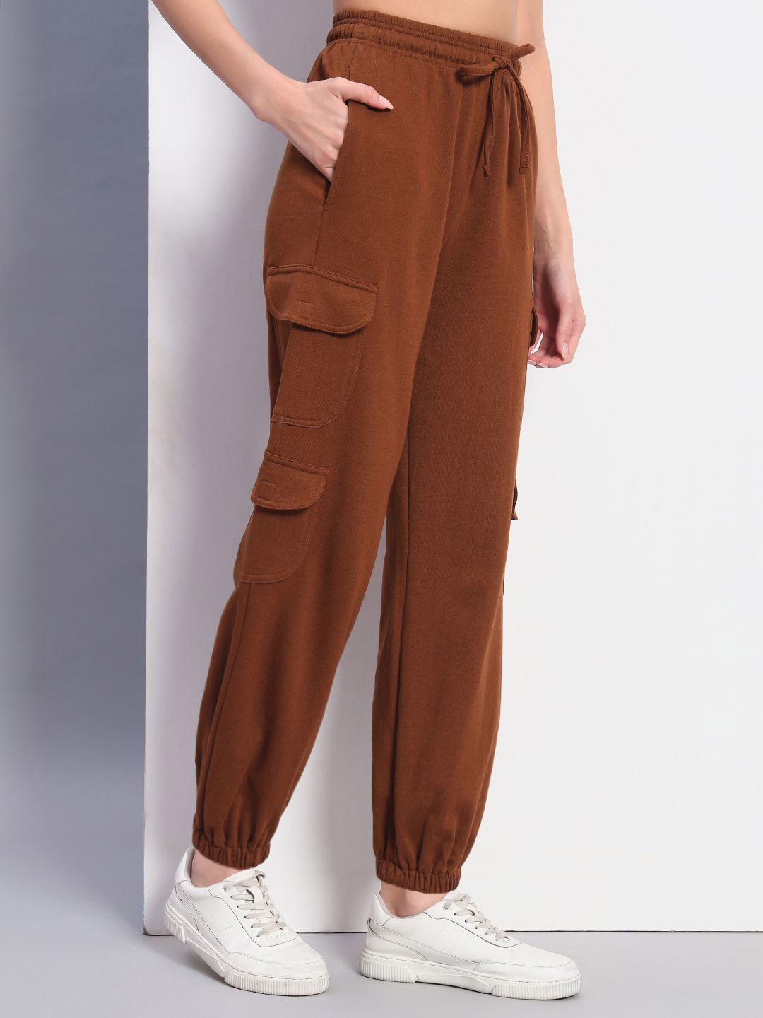 

Q-rious Women Loose Fit Joggers Trousers, Brown