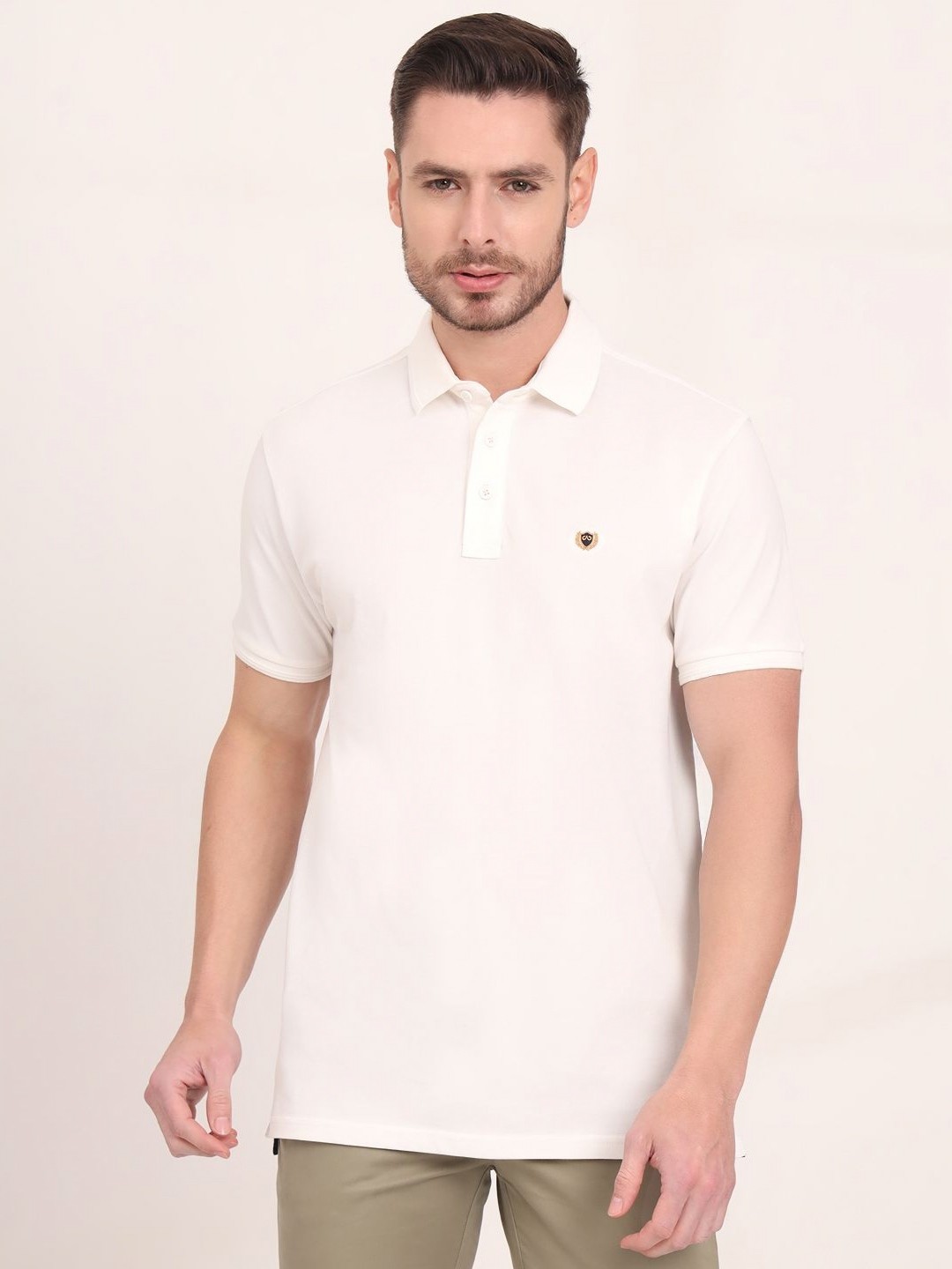 

JADE BLUE Men Polo Collar Slim Fit T-shirt, White