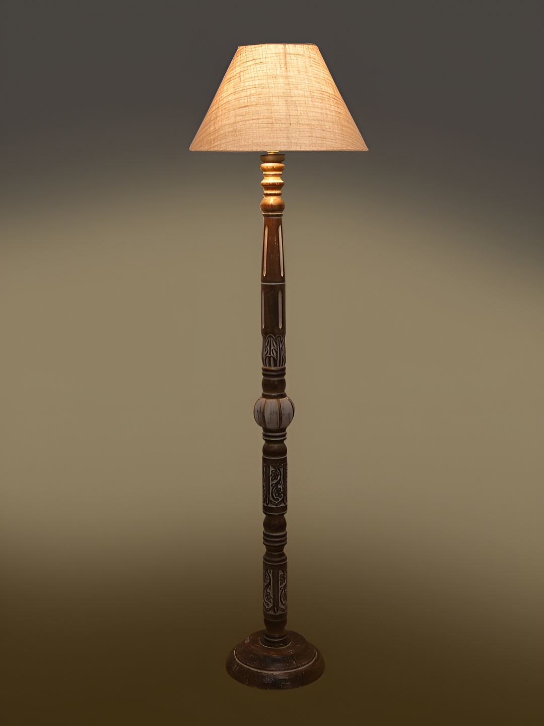 

Devansh Beige Wooden Textured Frustum FloorLamps