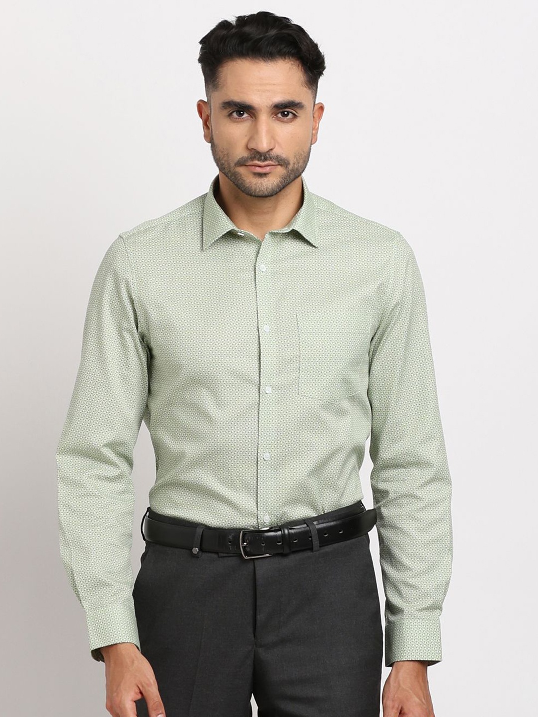 

Turtle Men Standard Opaque Printed Formal Shirt, Grey