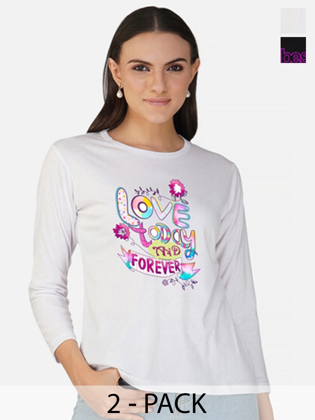 

Metronaut Women 2 Printed Bio Finish Applique T-shirt, White