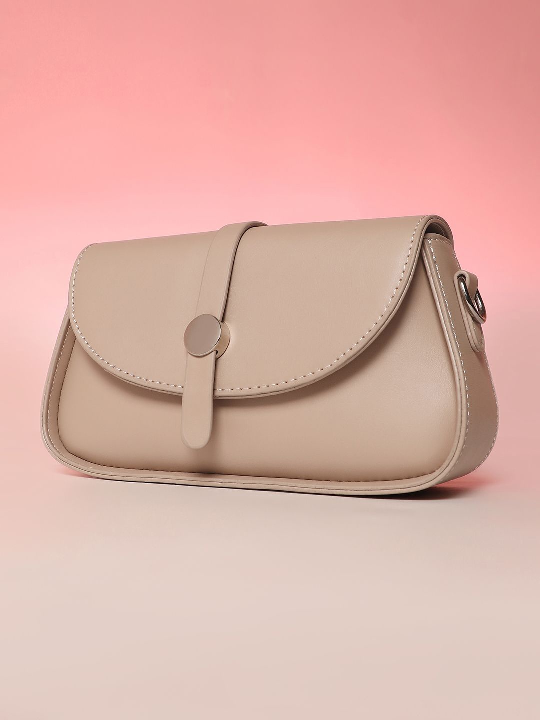

HAUTE SAUCE by Campus Sutra Leather Structured Sling Bag, Beige