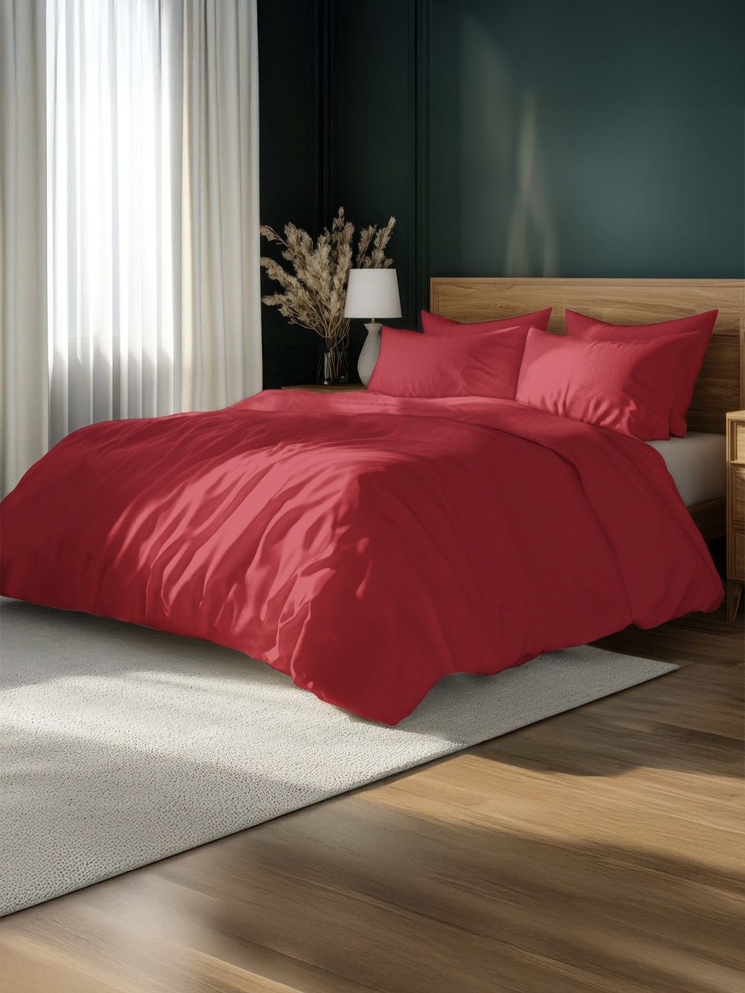 

LANE LINEN Magenta 400 TC King Bedsheet with 2 Pillow Covers