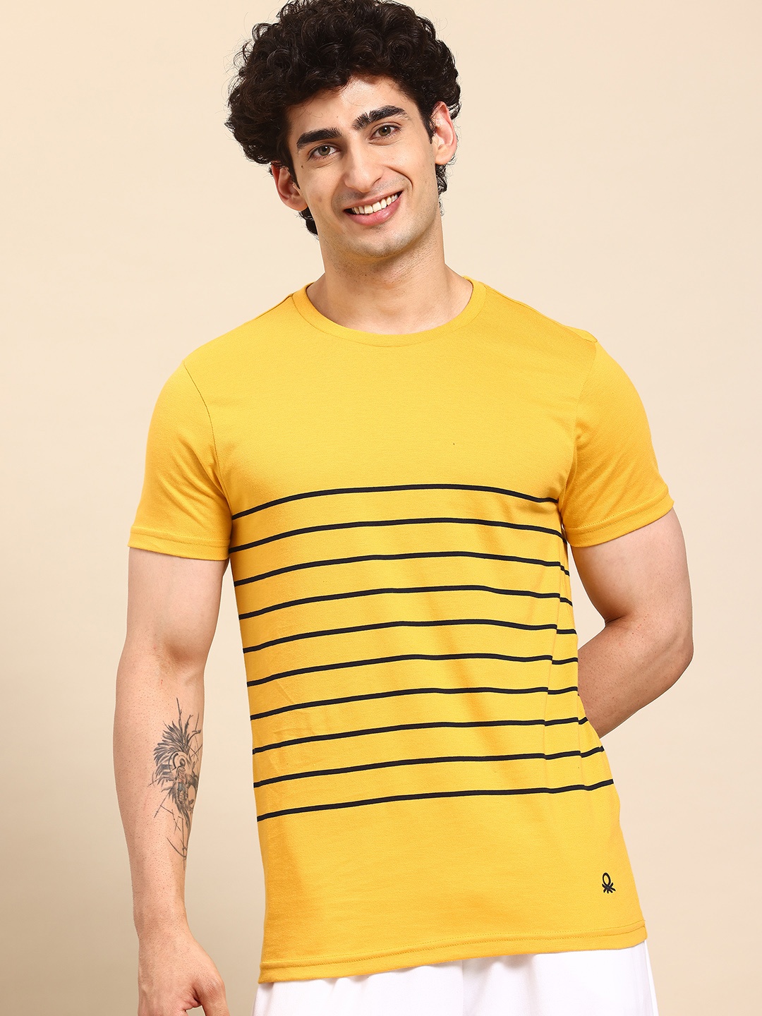 

United Colors of Benetton Striped T-shirt, Yellow