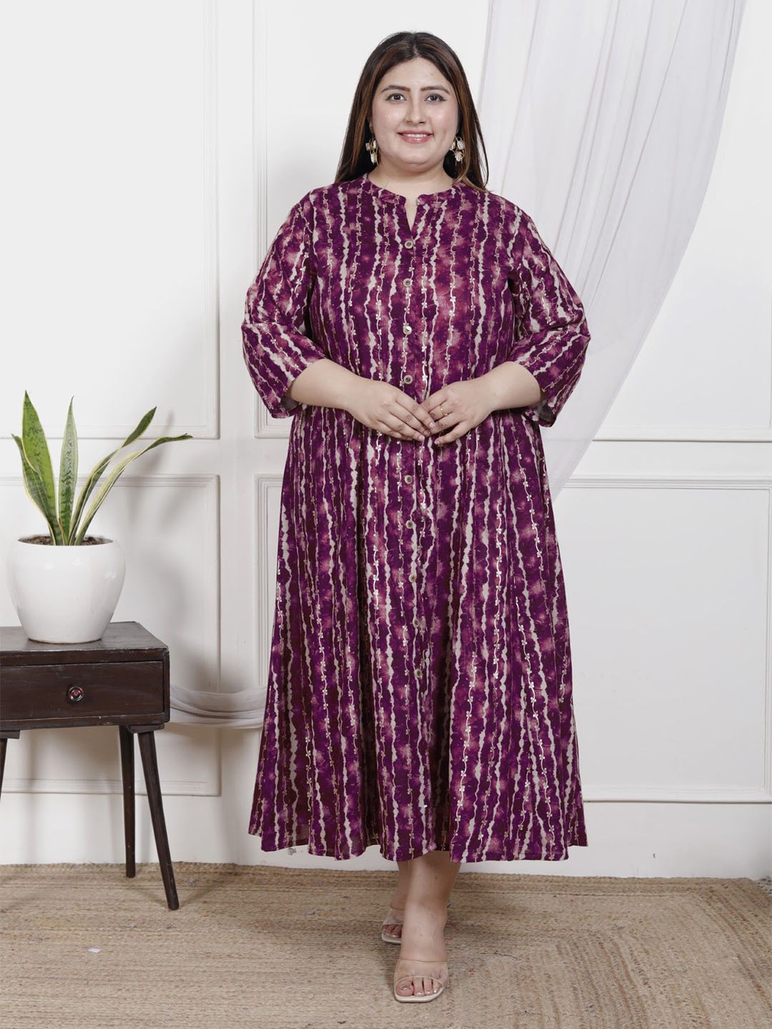 

Swasti Ethnic Motifs Print Maxi Dress, Purple