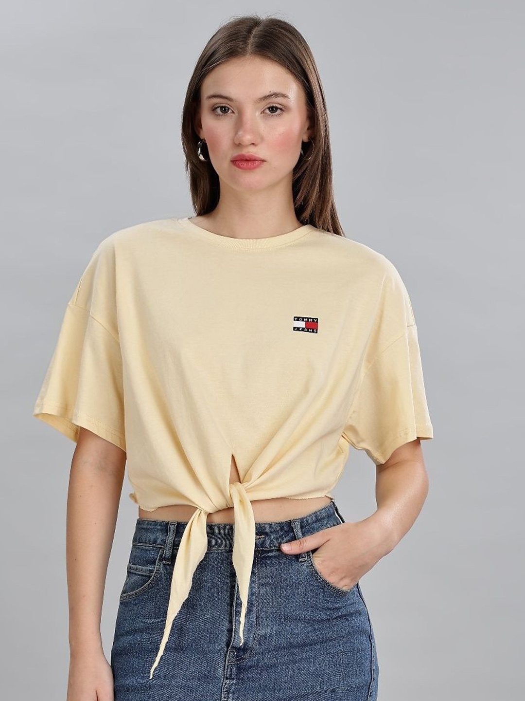 

Tommy Hilfiger Women Drop-Shoulder Sleeves T-shirt, Yellow