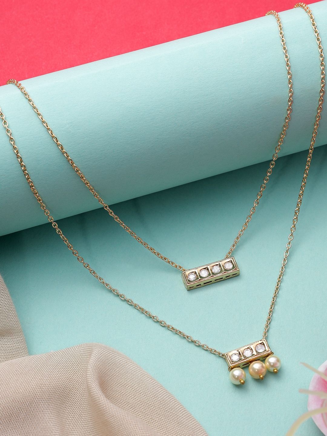 

AARSEE OFFICIAL Anti-Tarnish 22KT Gold-Plated Lustrous Lineage Stackable Necklace