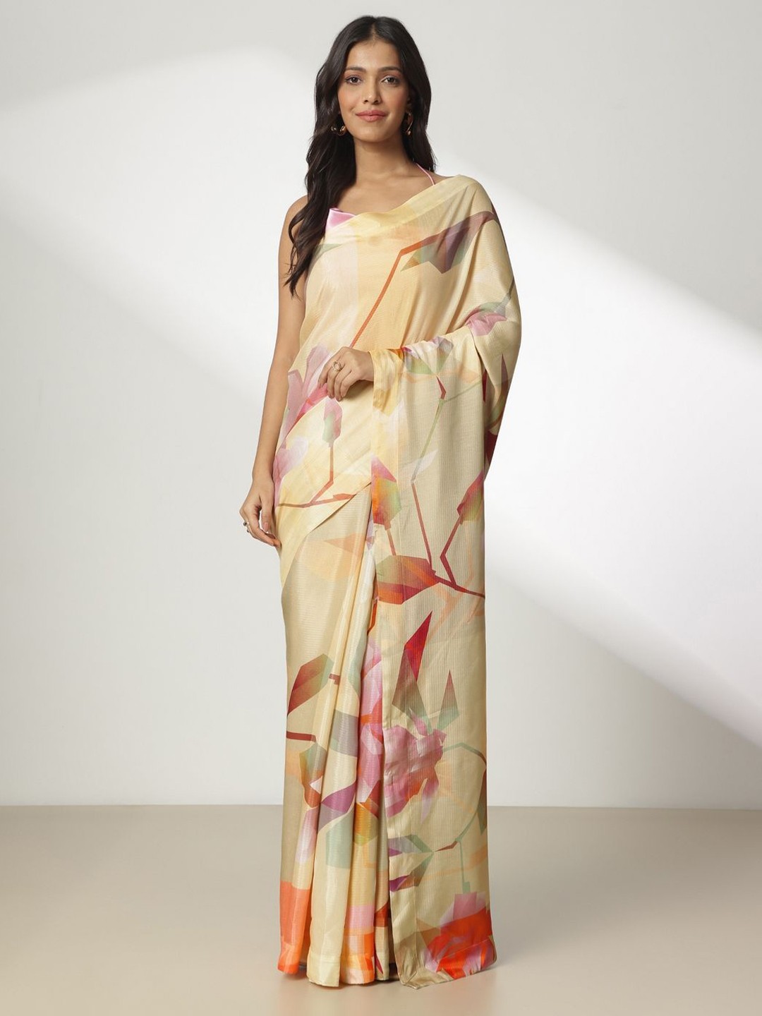 

navyasa by liva Floral Liva Saree, Beige