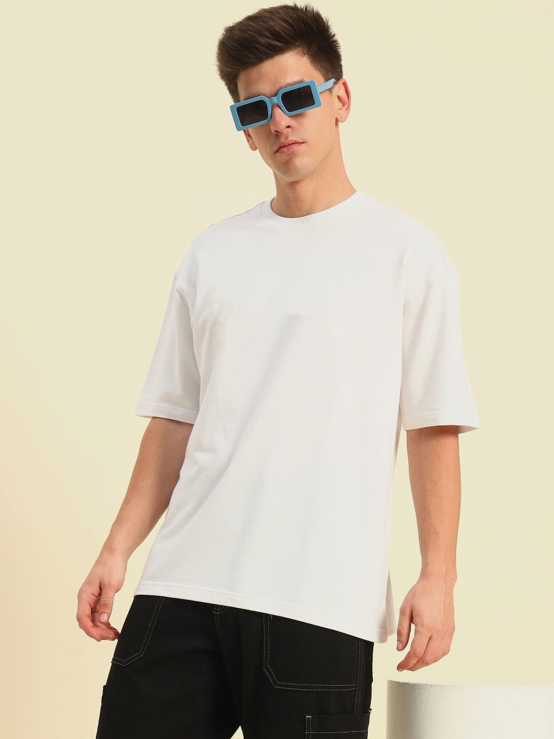 

Dogman Men Drop-Shoulder Sleeves Anti Odour T-shirt, White
