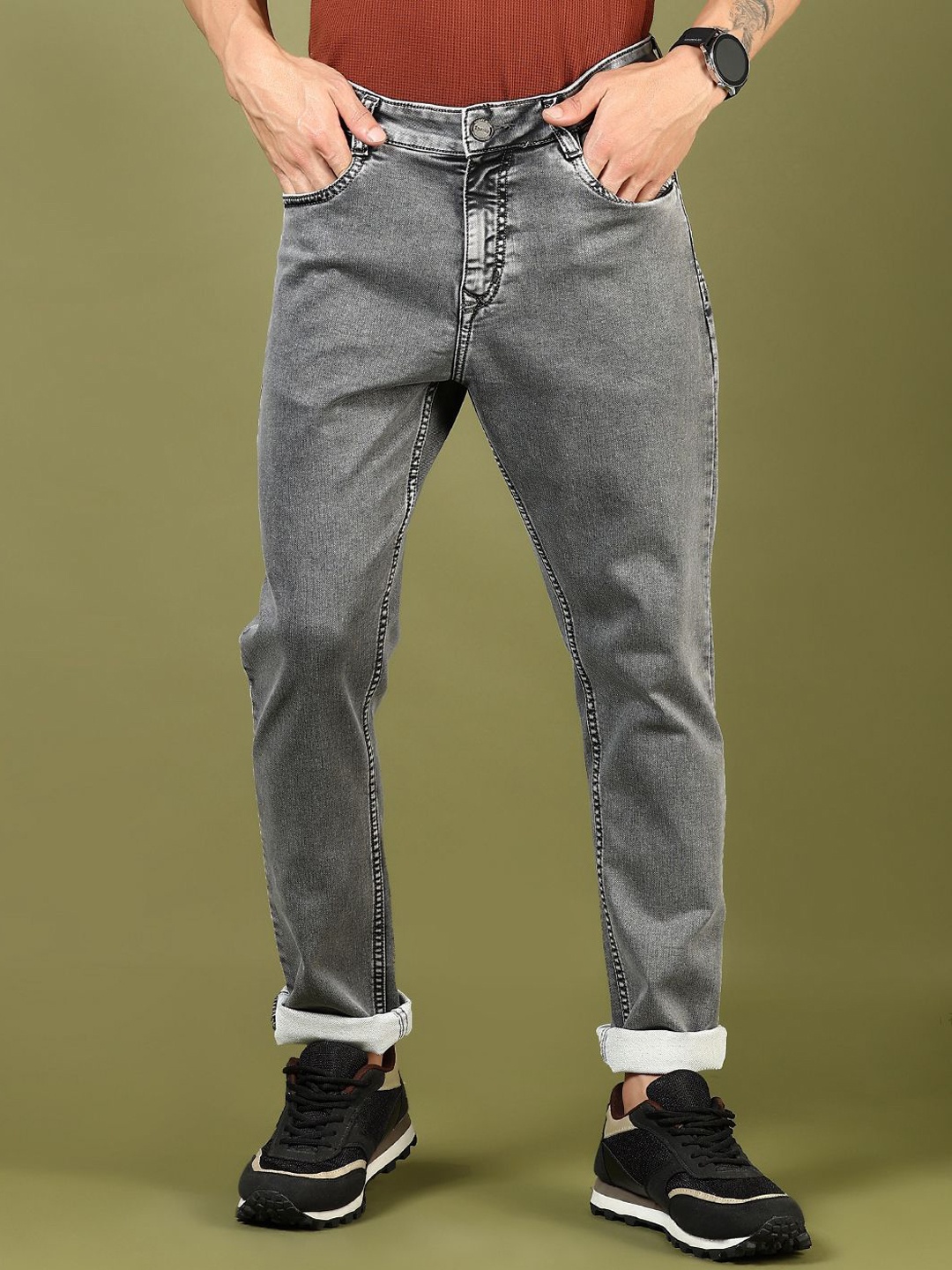 

V-Mart Men Light Fade Jeans, Grey