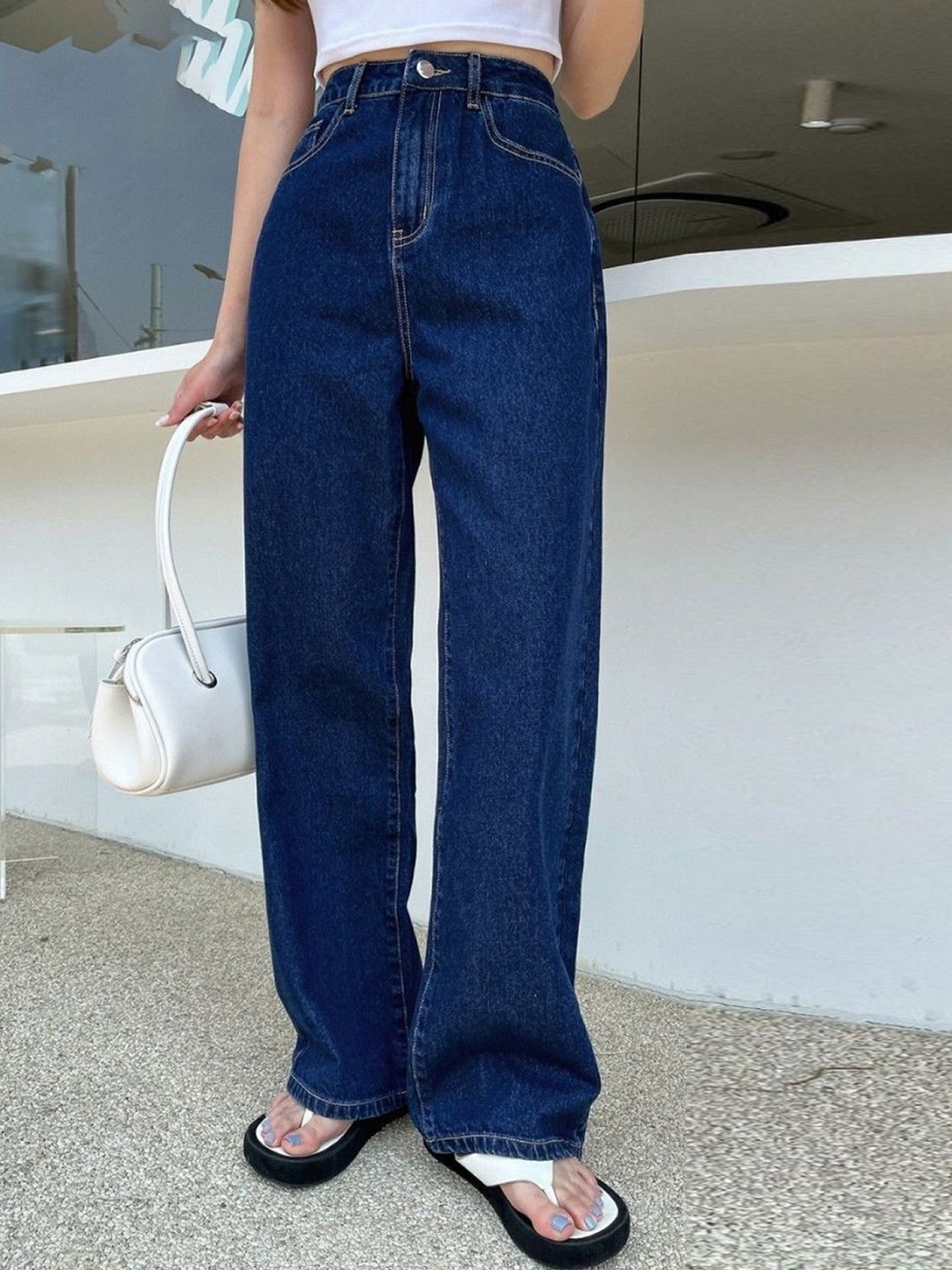 

BAESD Women Comfort Wide Leg Stretchable Jeans, Blue