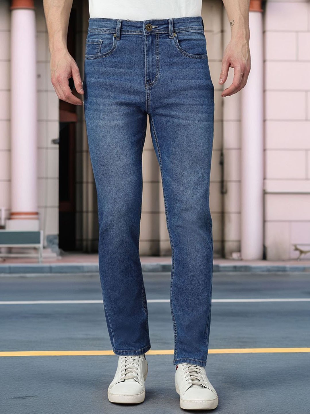 

Style Quotient Men Light Fade Stretchable Jeans, Blue