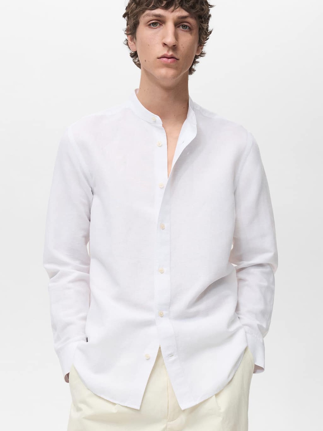 

MANGO MAN Linen Cotton Casual Shirt, White