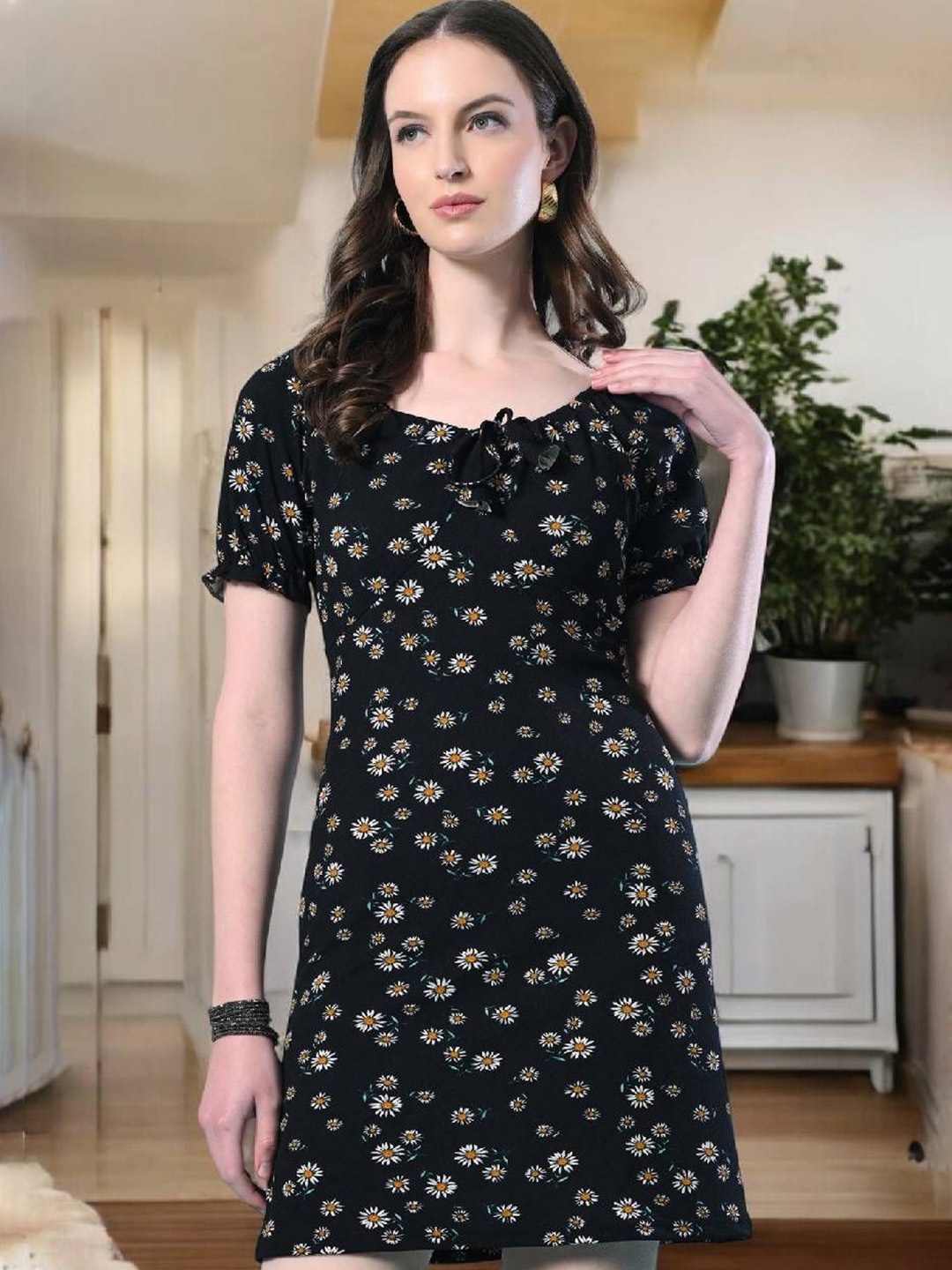 

BAESD Floral Bodycon Mini Dress, Black