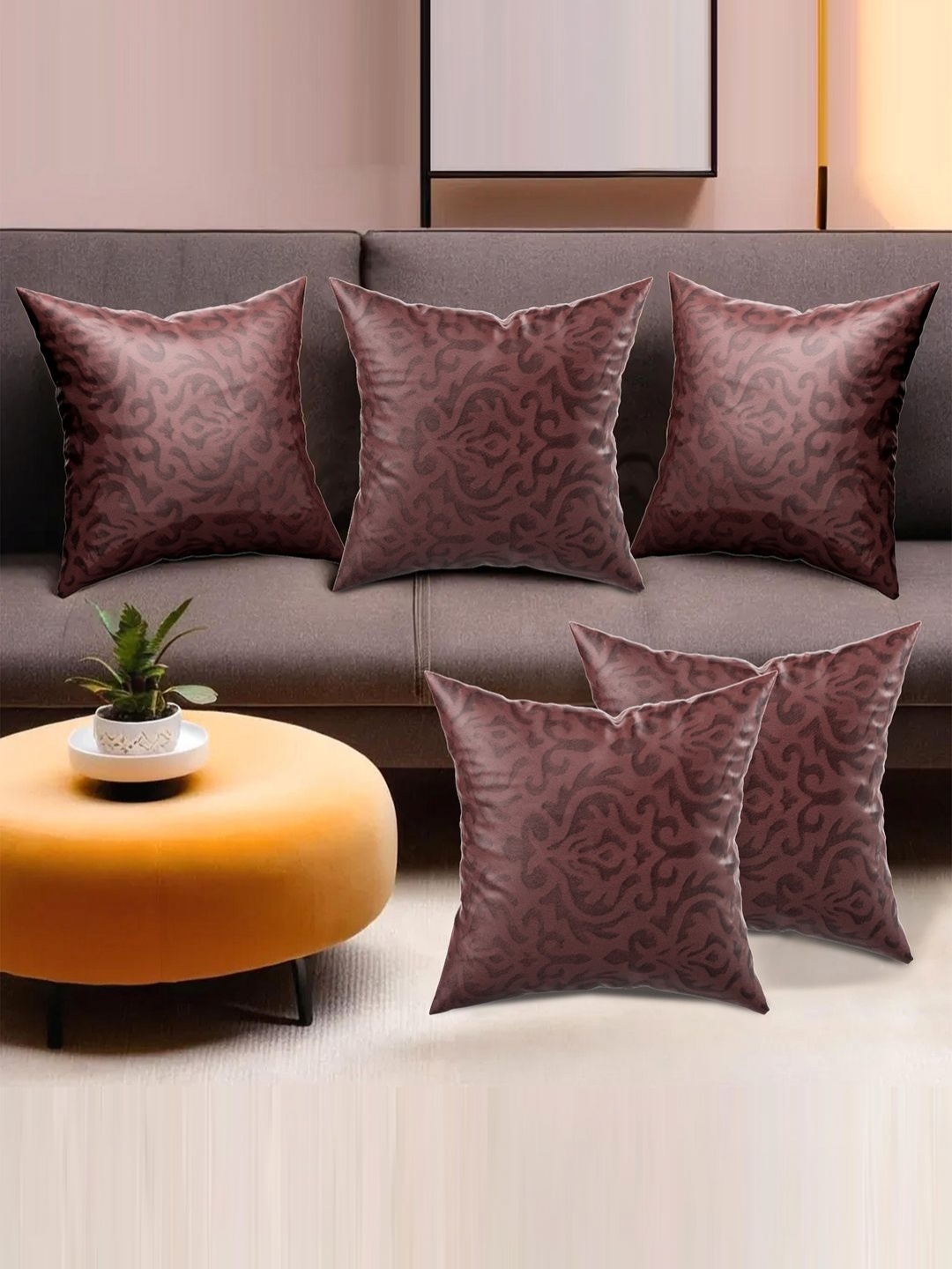 

Aura Brown Set of 5 Velvet Square Cushion Covers