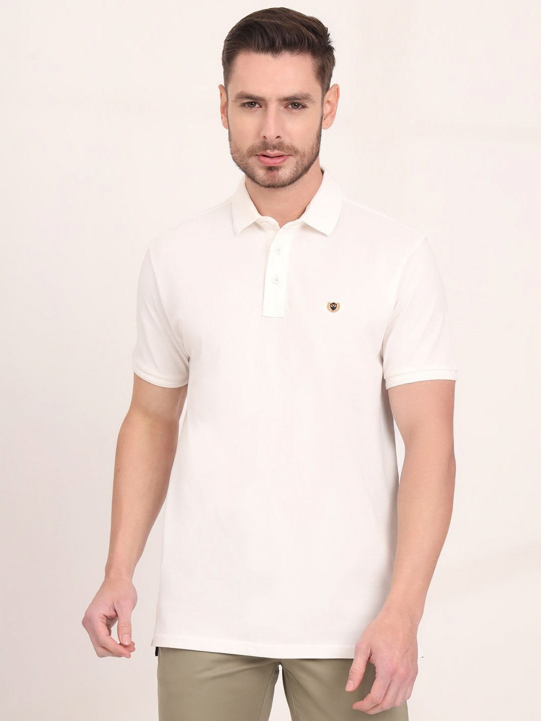 

JADE BLUE Men Polo Collar Slim Fit T-shirt, White