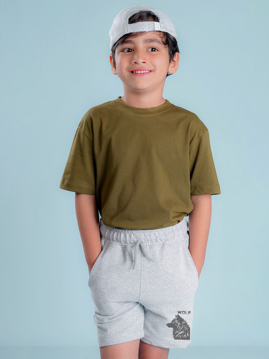 

NUSYL Boys Printed Regular Fit Cotton Shorts, Grey