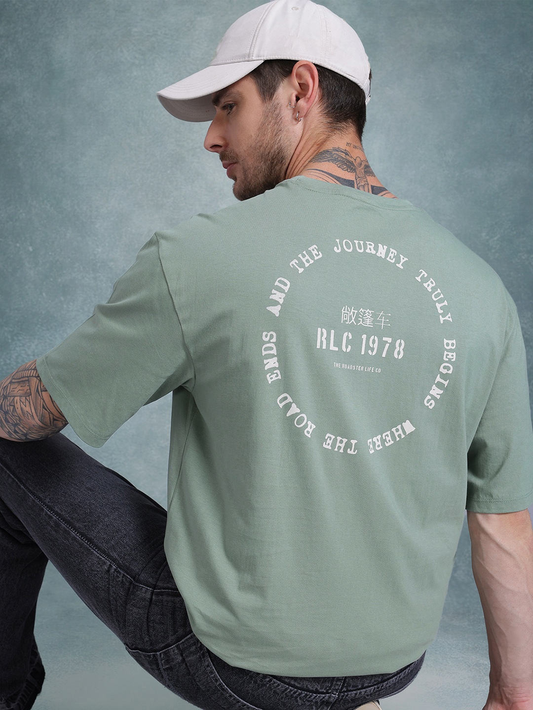 

The Roadster Life Co. Printed Pure Cotton Relaxed Fit T-shirt, Green