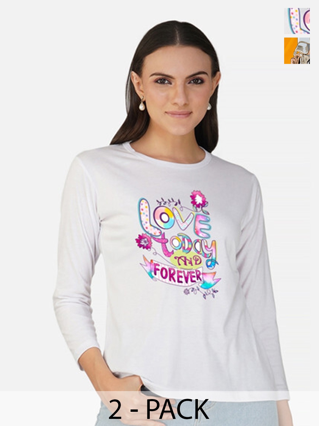 

Metronaut Women 2 Printed Bio Finish Applique T-shirt, White