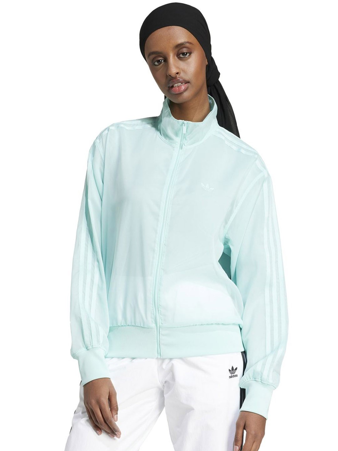 

ADIDAS Originals Women Crop Training or Gym Denim Jacket, Turquoise blue