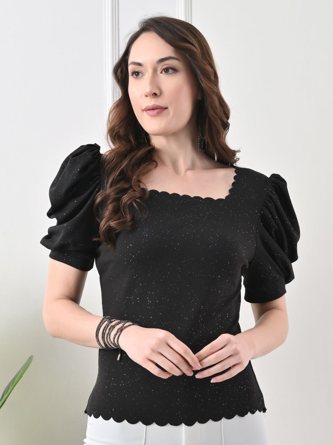 

IUGA Puff Sleeve Top, Black