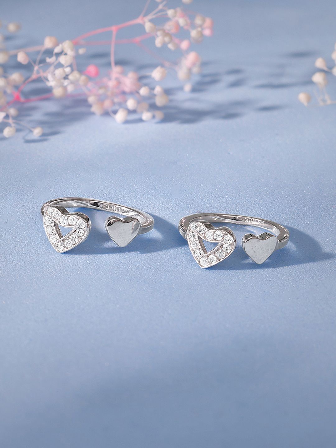

GIVA Rhodium-Plated Toe Rings, Silver