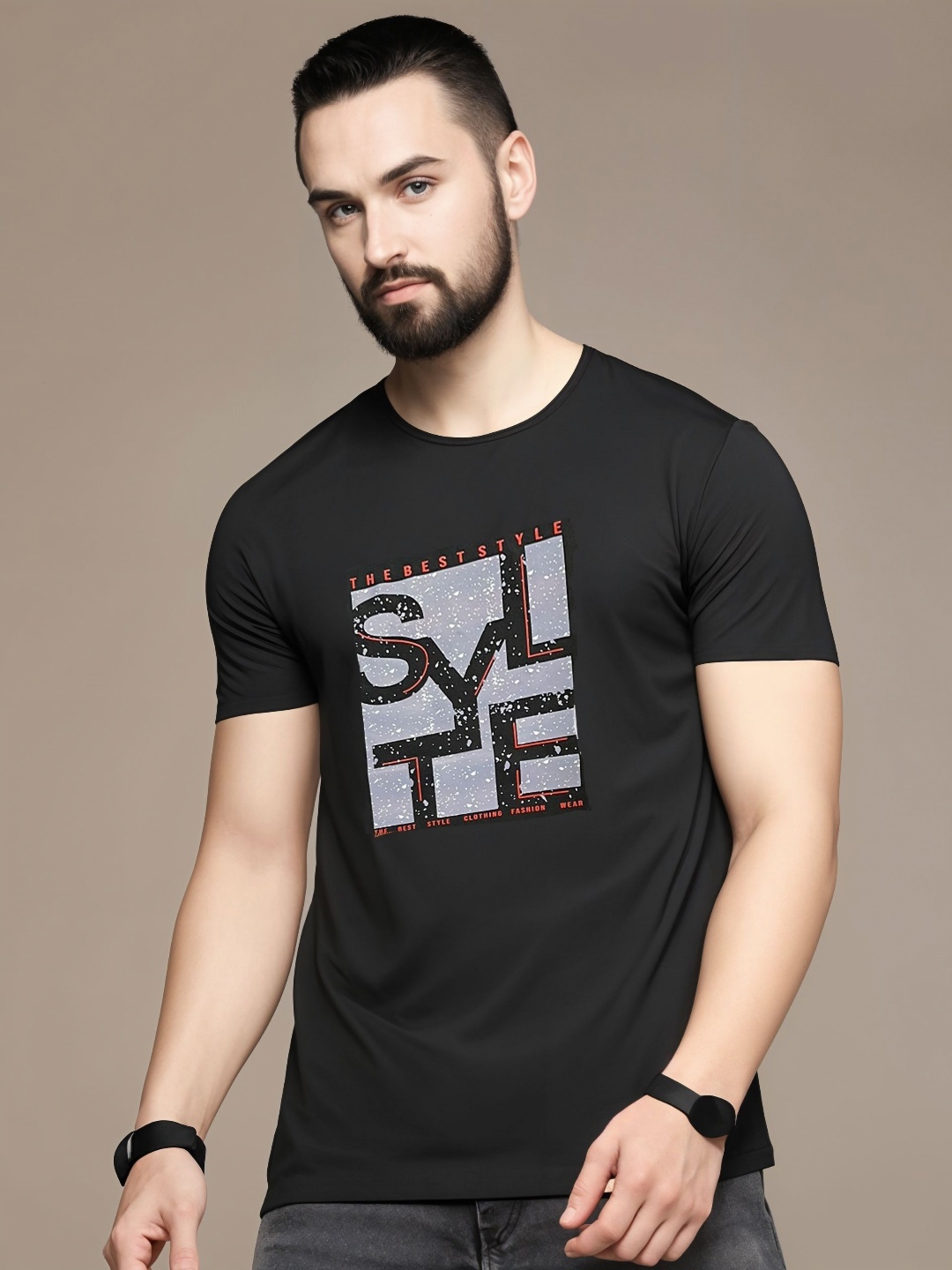 

MACK JONNEY Men Printed Pockets T-shirt, Black