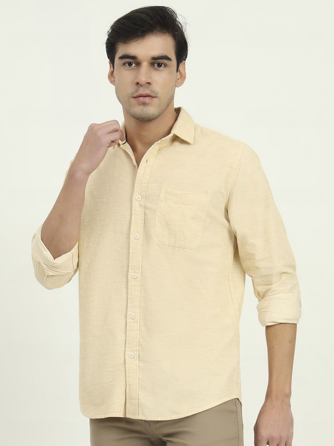 

JADE BLUE Men Slim Fit Opaque Casual Shirt, Beige