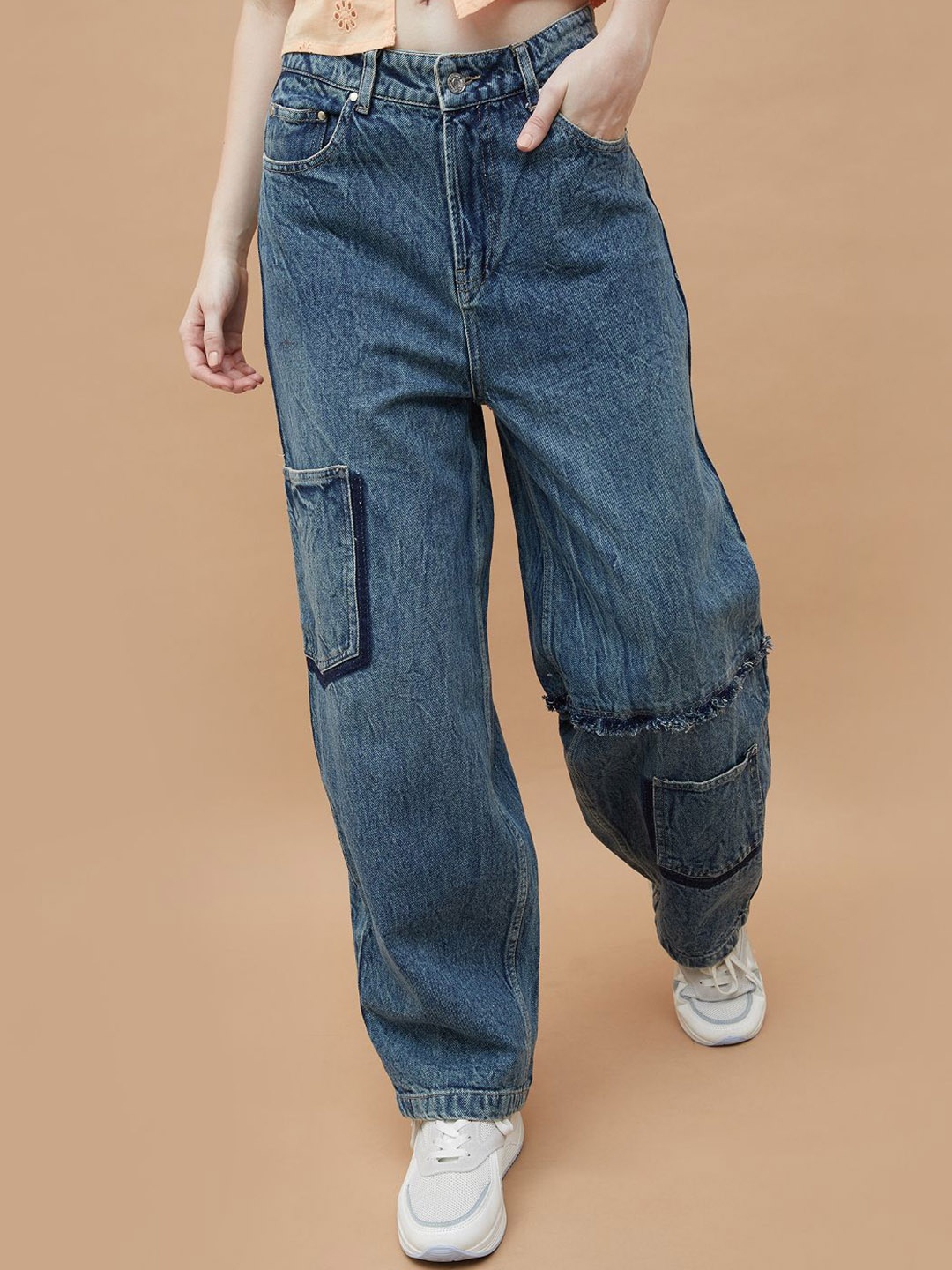 

Ginger by Lifestyle Women Low Distress Jeans, Blue