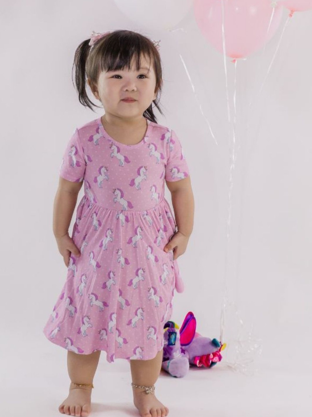 

THE PLUSH CLUB Floral Print Fit & Flare Midi Dress, Pink