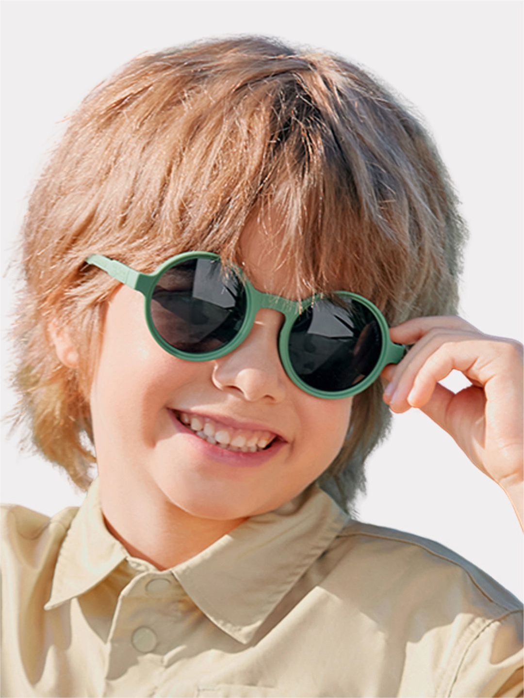 

Little Surprise Box LLP Unisex Kids Round Sunglasses with UV Protected Lens, Olive
