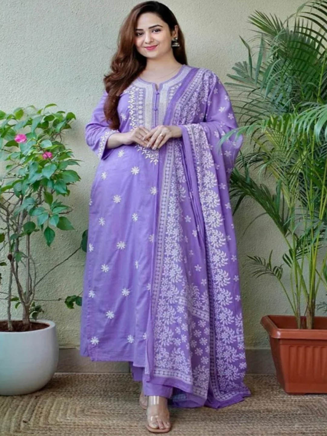 

SHIJILA Women Pure Cotton Trousers &, Purple