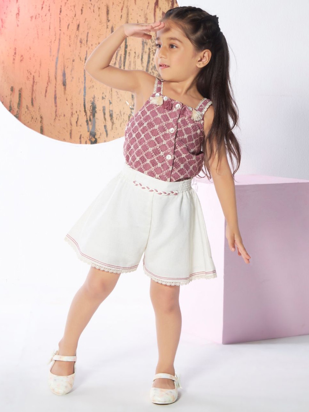 

Peppermint Girls Top with Shorts, Pink