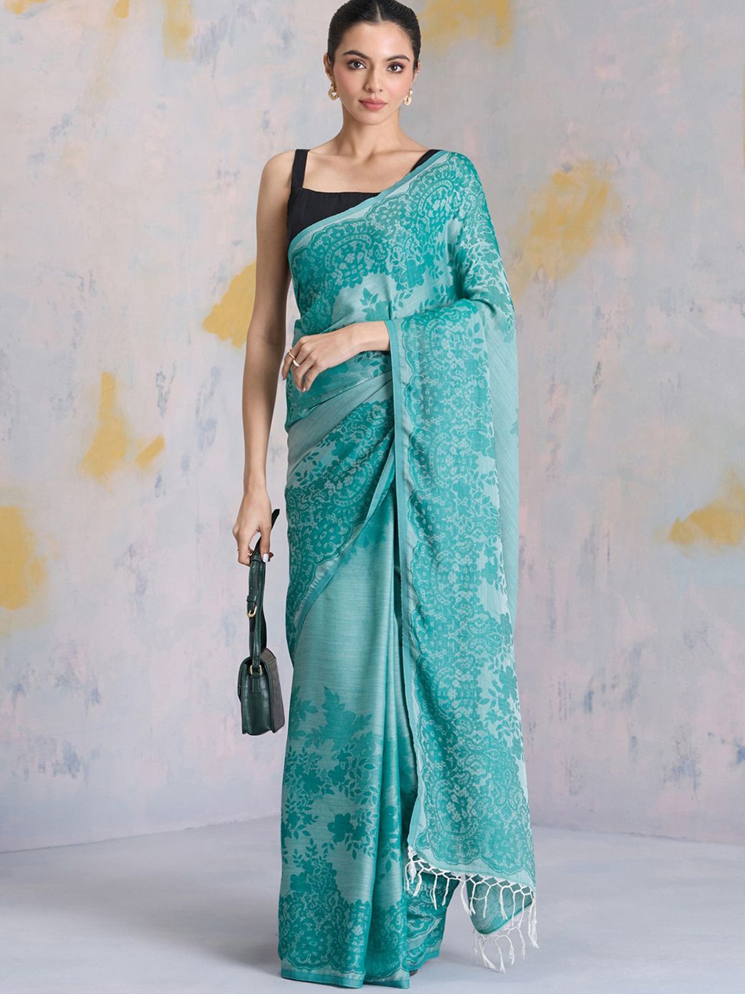 

navyasa by liva Floral Liva Saree, Blue