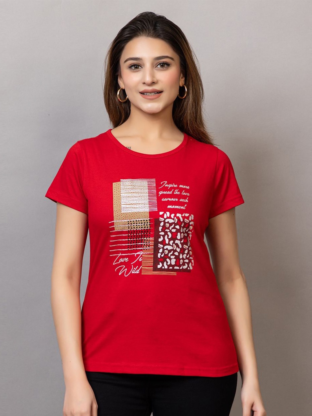 

PROBASIC Women Pockets T-shirt, Red