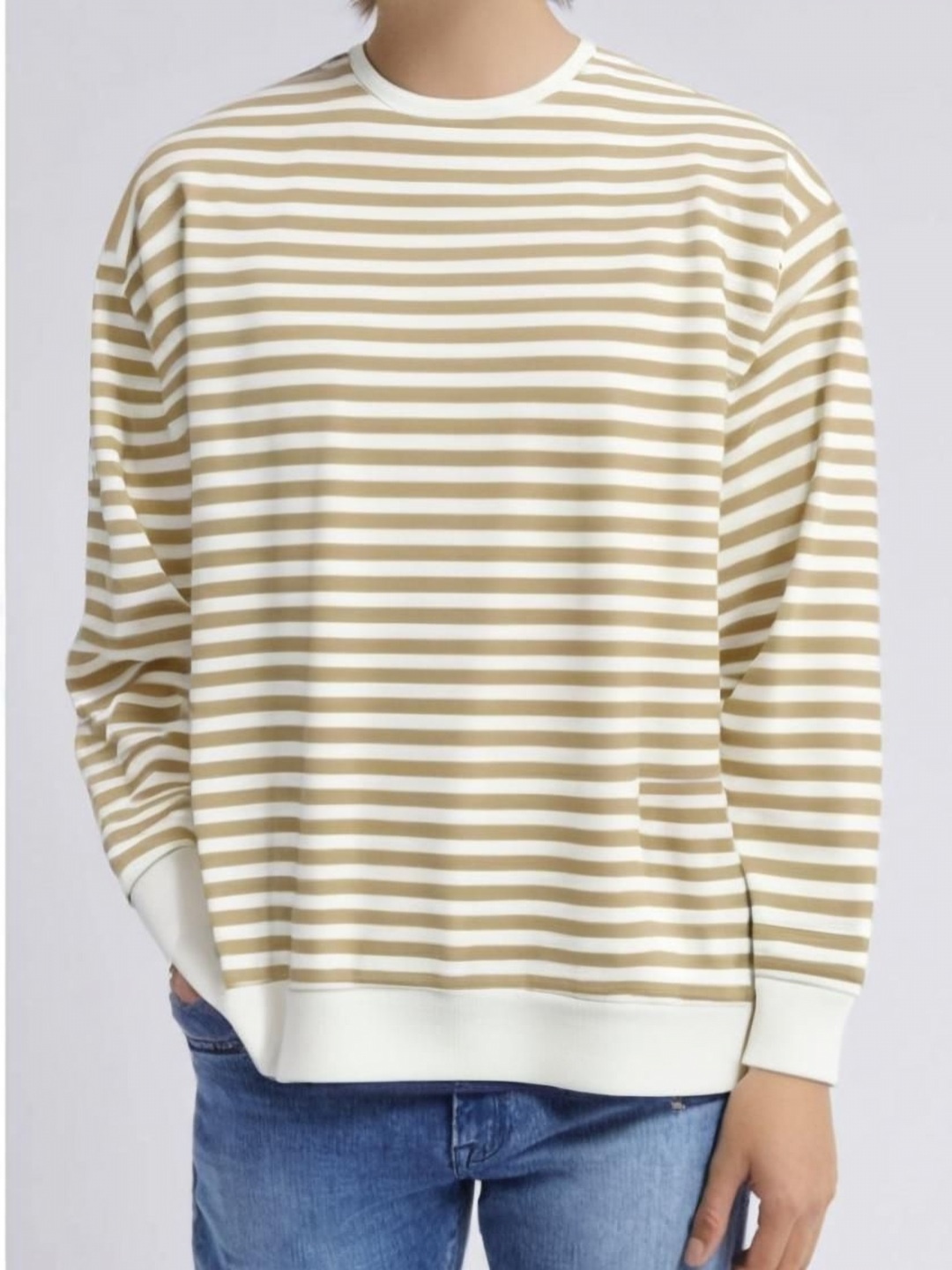 

MACK JONNEY Men Striped Pockets T-shirt, Beige