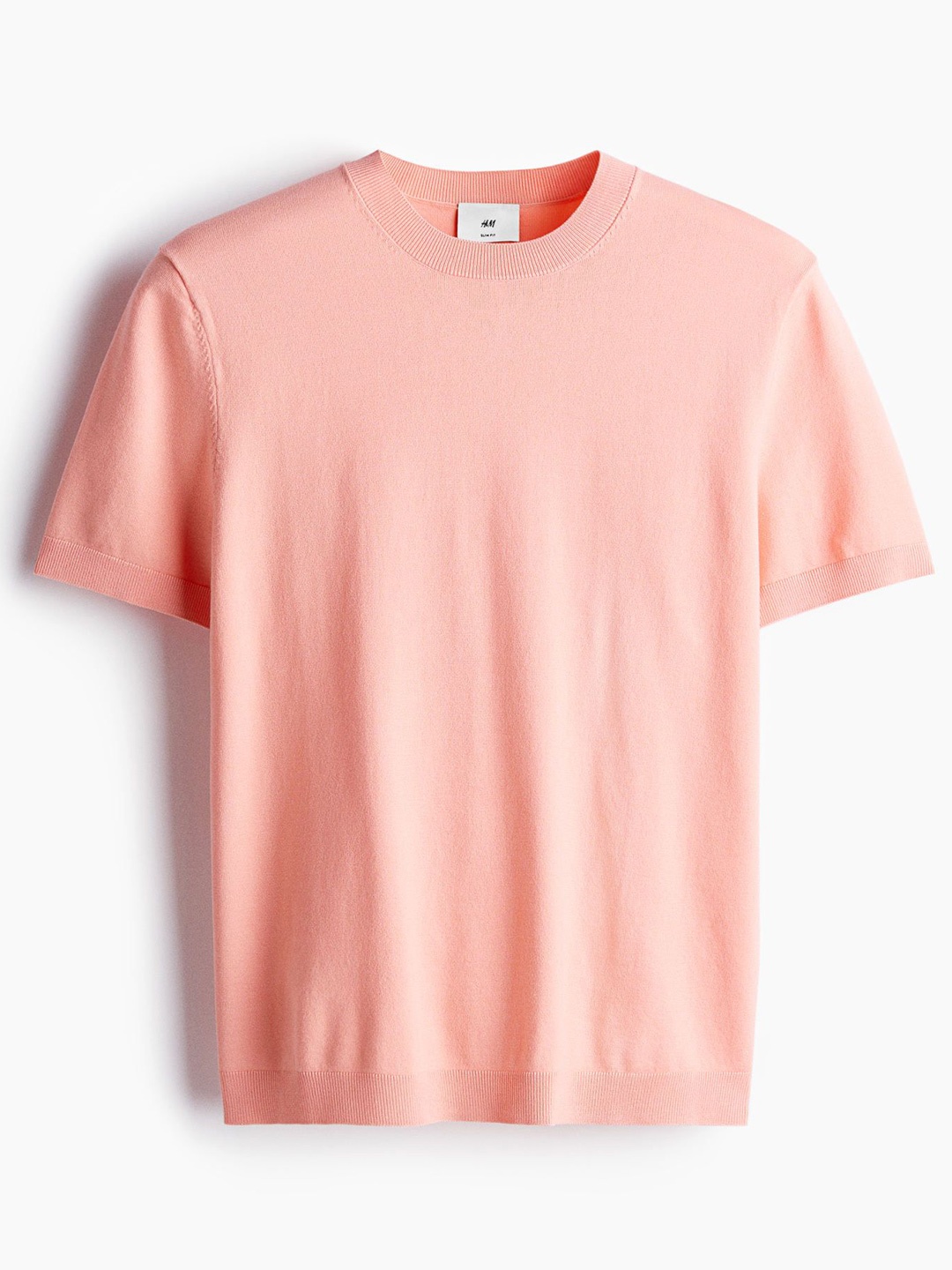 

H&M Slim Fit Fine-Knit T-Shirt, Pink