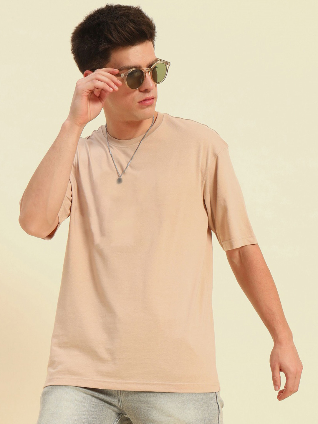 

Dogman Men Drop-Shoulder Sleeves Anti Odour T-shirt, Beige