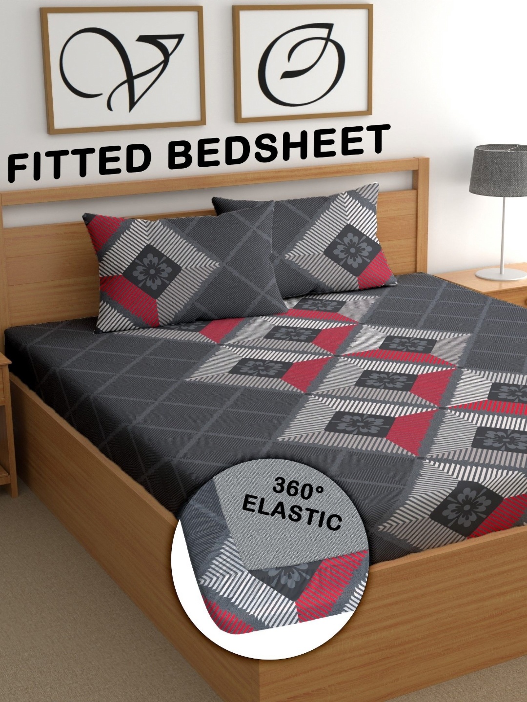 

CG HOMES Grey 210 TC King Bedsheet with 2 Pillow Covers