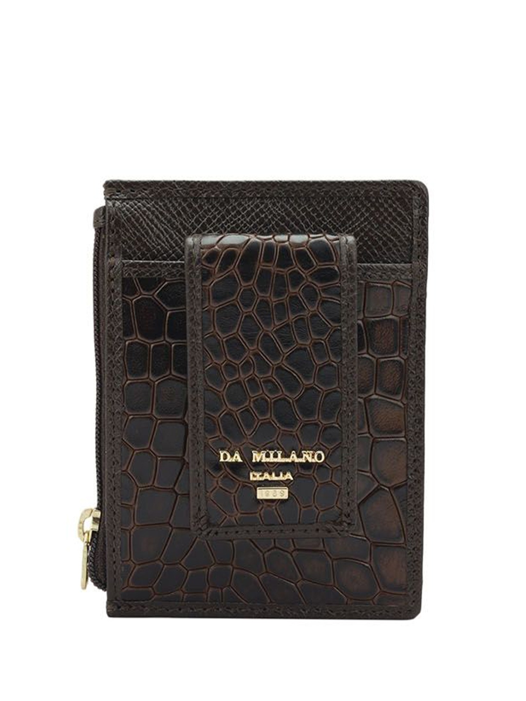 

Da Milano Men Textured Leather Money Clip, Brown