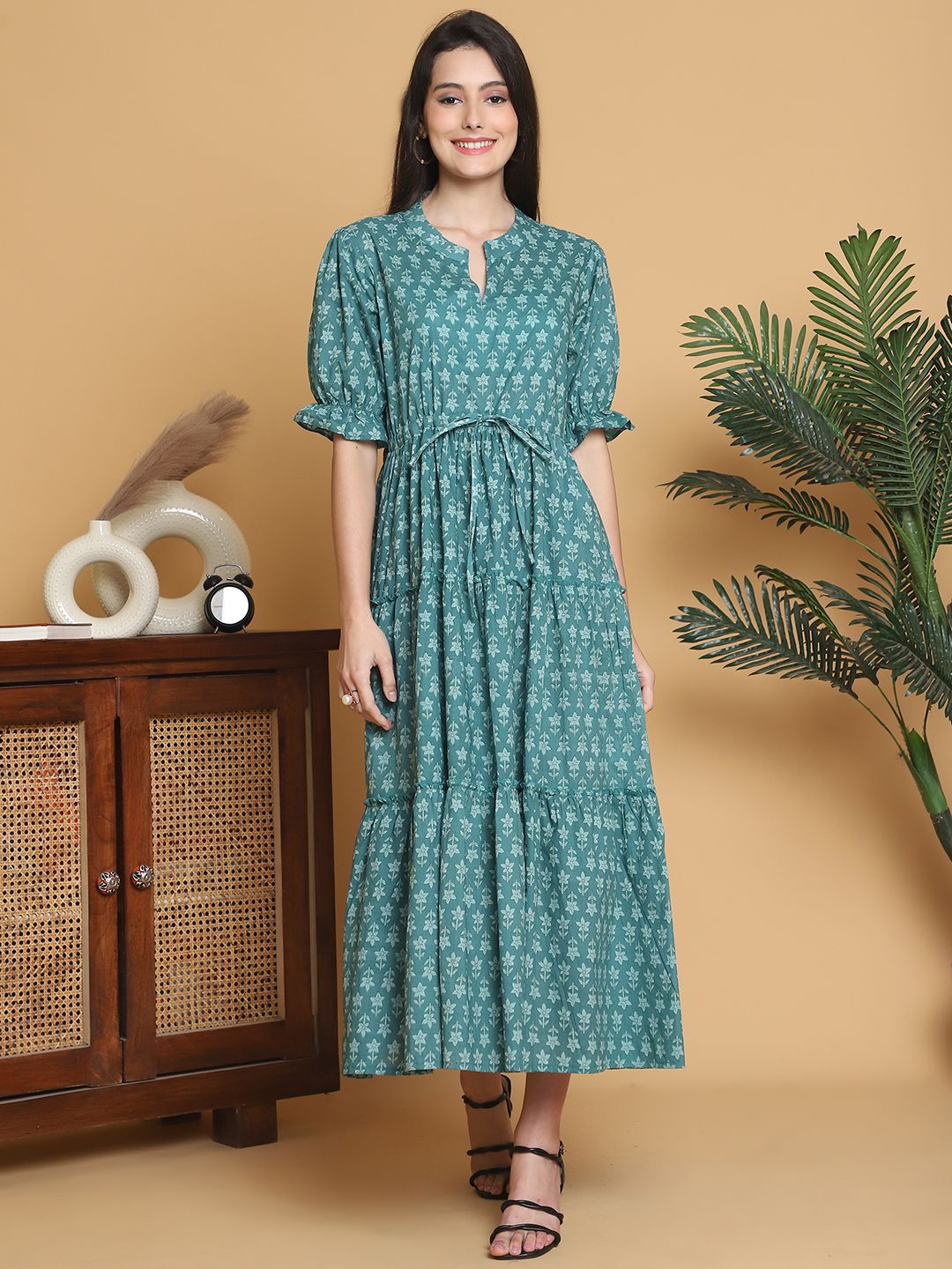 

Aawari Floral Print A-Line Maxi Dress, Blue