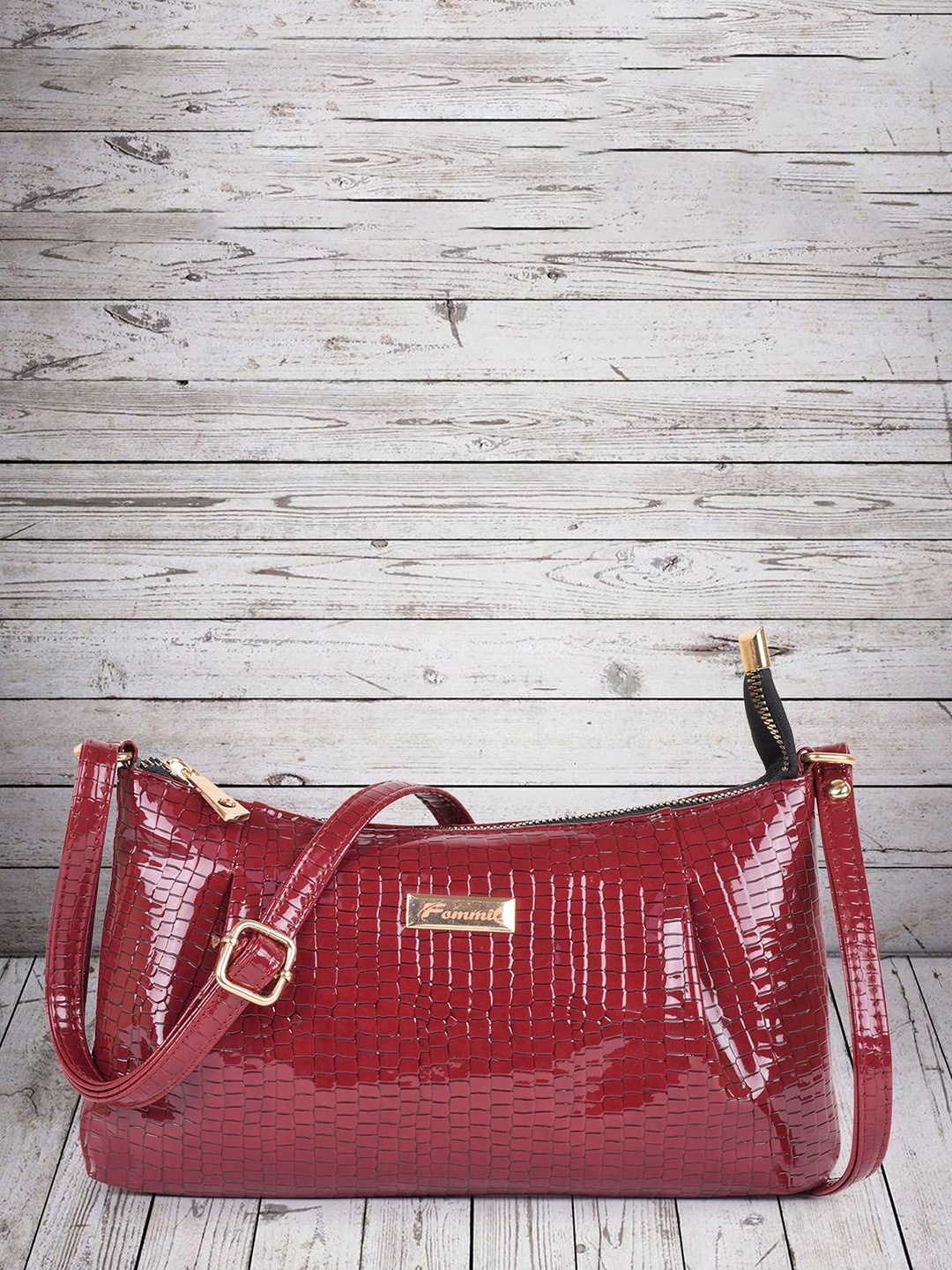 

FOMMIL Oversized Structured Sling Bag, Maroon