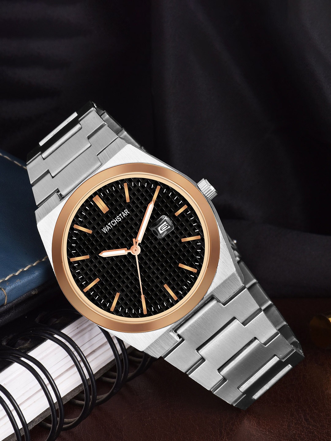 

WATCHSTAR Men Patterned Dial & Stainless Steel Straps Analogue Watch Rose Gold RoyalDL, Black