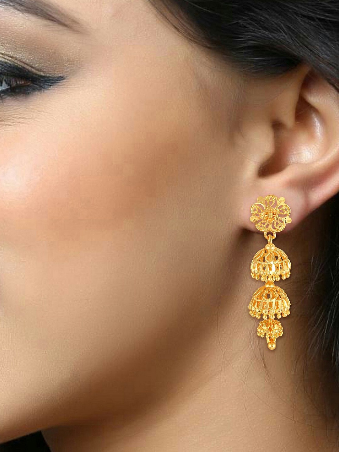 

DIVASTRI Contemporary Jhumkas Earrings, Gold