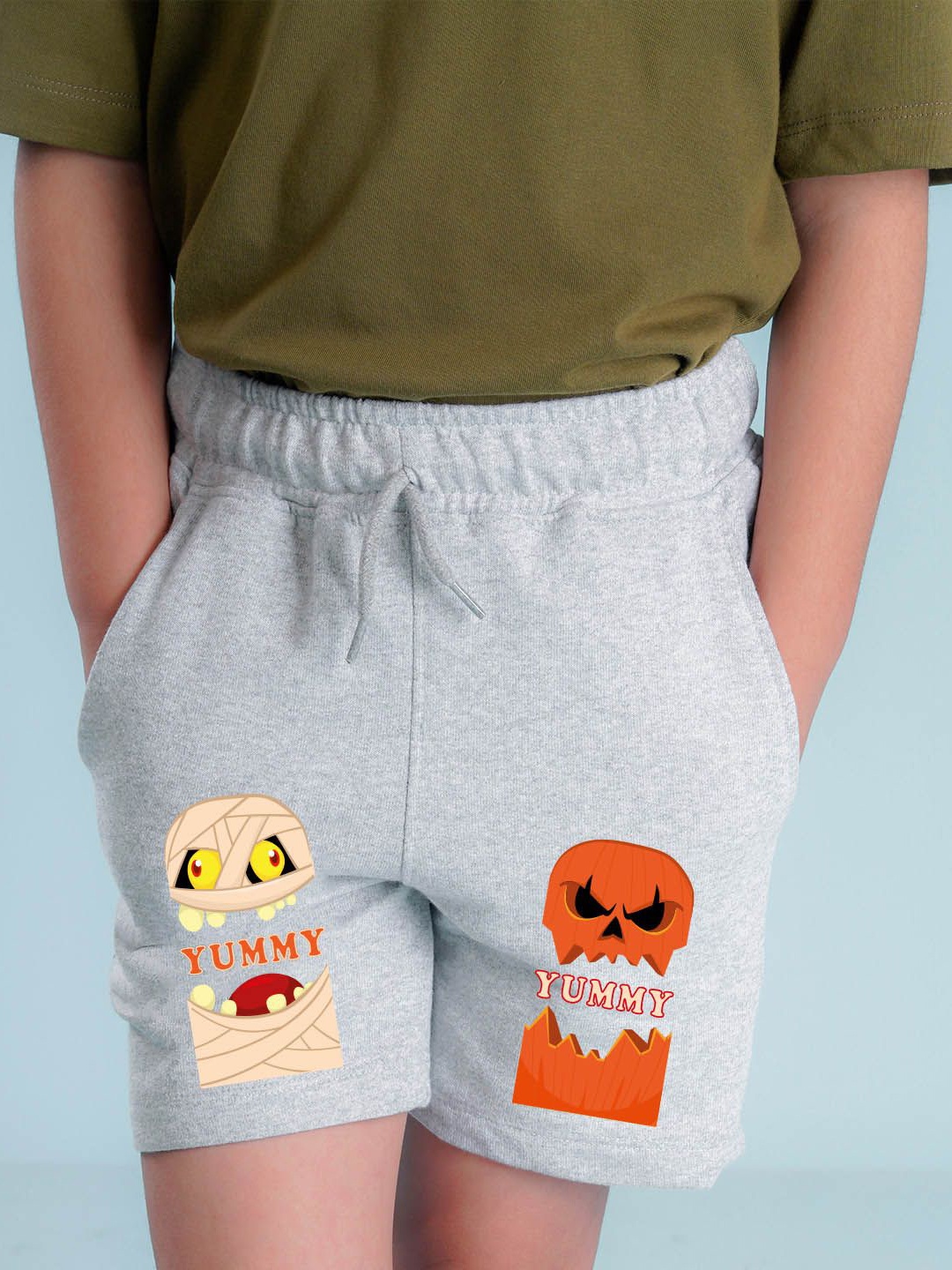

NUSYL Boys Printed Mid-Rise Cotton Shorts, Grey